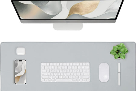 Waterproof Large Gaming Mouse Pad with Durable Stitched Edges，Non-Slip Rubber Base, Mouse Mat Desk Pad for Home Office Gaming, 35.4”X15.7”X0.12”, Gray