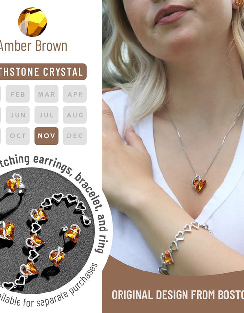 Load image into Gallery viewer, Valentine'S Day Gift Necklaces for Women, Infinity Love Birthstone Heart Crystal Pendant, Birthday Anniversary Jewelry for Wife, Mom, and Her, Silver Plated, 18" + 2" Adjustable Chain
