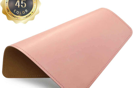 PU Leather Mouse Pad with Stitched Edge Micro-Fiber Base with Non-Slip, Waterproof, Mouse Pad for Computers, Laptop, Office & Home,1 Pack, 8Inch11Inch (Light Pink)