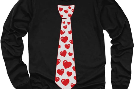 Red Hearts Tie Kids Valentines Day Shirt - ABC I Love You Long Sleeve Tee for Toddlers & Youth Boys Girls