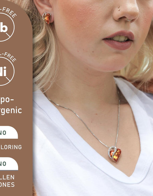 Load image into Gallery viewer, Valentine'S Day Gift Necklaces for Women, Infinity Love Birthstone Heart Crystal Pendant, Birthday Anniversary Jewelry for Wife, Mom, and Her, Silver Plated, 18" + 2" Adjustable Chain
