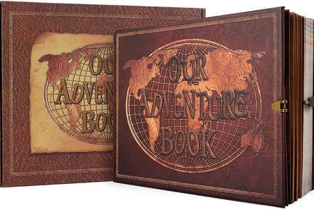 Our Adventure Book Scrapbook 180 Pages Photo Album, DIY Handmade Memory Travel Diary Photo Book Journal Scrapbook, Embossed Letter Leather Cover for Anniversary,Wedding,Best Friend Gift