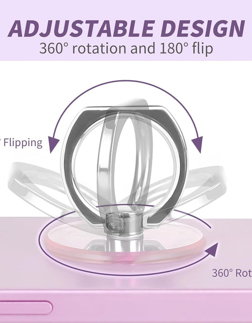 Load image into Gallery viewer, Cell Phone Ring Holder, Transparent Ring Holder 360°Rotation Finger Ring Stand, Clear Cell Phone Kickstand Compatible with Most of Phones, Tablet and Case, (2Silver+1Black+1Rose Gold)
