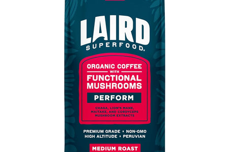 Peruvian Medium Roast Coffee with Functional Mushrooms, Certified Organic Peruvian Ground Coffee Beans, Gluten-Free, Dairy-Free, Non-Gmo, Paleo, Keto Friendly, 12 Oz. Bag