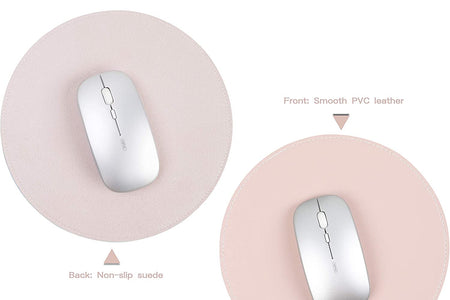 2 Pack Mouse Pads, Ultra Thin Waterproof PU Leather Mouse Pad,Stitched Edges,Works for Computers, Laptop,All Types of Mouse Pad, Office/Home(8.66'', 2 Pack, Pink)