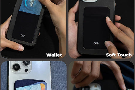 Phone Wallet Card Holder for Phone Case Sleeves Stick on Wallet for Cell Phone Card Holder Durable Adhesive Sticker ID Credit Card Holder for Back of Phone (Black + Mint)