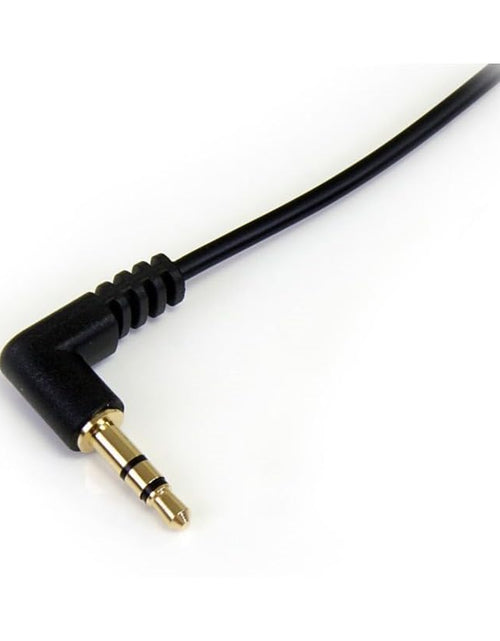 Load image into Gallery viewer, 1 Ft. (0.3 M) Right Angle 3.5 Mm Audio Cable - 3.5Mm Slim Audio Cable - Right Angle - Male/Male - Aux Cable (MU1MMSRA), Black
