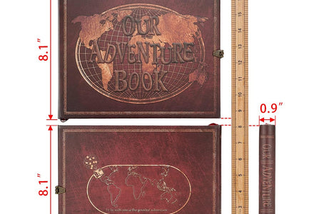 Our Adventure Book Scrapbook 180 Pages Photo Album, DIY Handmade Memory Travel Diary Photo Book Journal Scrapbook, Embossed Letter Leather Cover for Anniversary,Wedding,Best Friend Gift