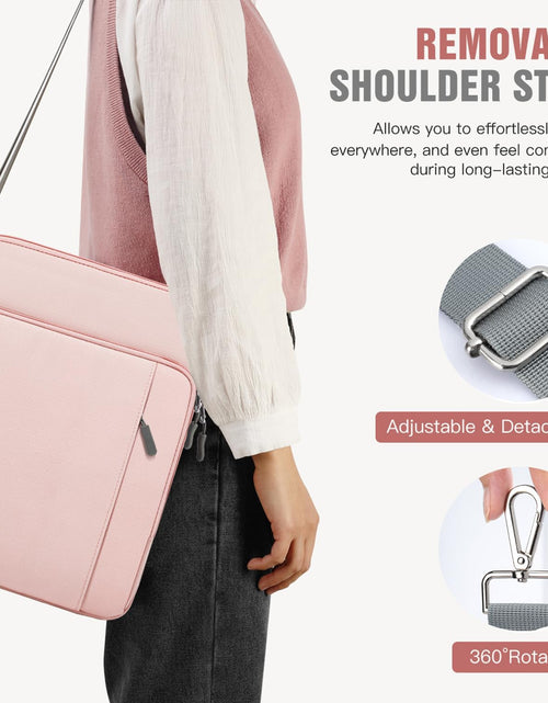 Load image into Gallery viewer, 13.3-14 Inch Laptop Sleeve Case Carrying Bag with Pockets for Surface Pro 9/8/X, Macbook Air 2022-2018, Macbook Pro M2 14" /13" M2/M1 Pro/M1 Max 14.2 2023-2021, Galaxy Tab S9+/S8+ 12.4",Pink
