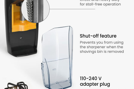 Electric Pencil Sharpener, Black, Fits 7–11-Mm Pencils, Auto-Stop, Office Supplies for Teachers, Students, Classrooms, and Art Studios