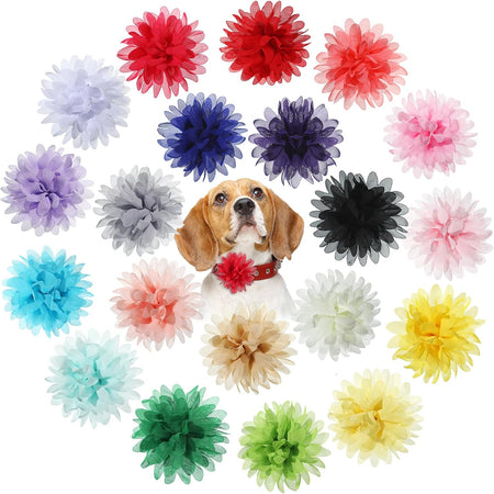 20 Pieces Dog Collar Flowers Pet Flower Bow Ties Multi-Color Dog Charms Flower for Puppy Dog Collar Grooming Accessories (12 Cm/ 4.7 Inch)