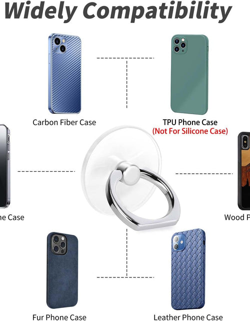 Load image into Gallery viewer, Cell Phone Ring Holder, Transparent Ring Holder 360°Rotation Finger Ring Stand, Clear Cell Phone Kickstand Compatible with Most of Phones, Tablet and Case, (2Silver+1Black+1Rose Gold)
