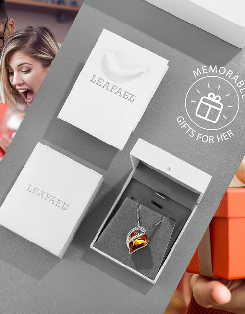 Load image into Gallery viewer, Valentine'S Day Gift Necklaces for Women, Infinity Love Birthstone Heart Crystal Pendant, Birthday Anniversary Jewelry for Wife, Mom, and Her, Silver Plated, 18" + 2" Adjustable Chain
