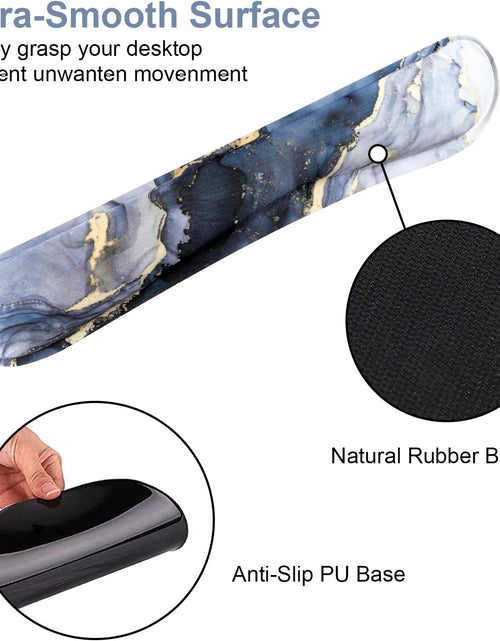 Load image into Gallery viewer, Mouse Pad with Wrist Support Keyboard Wrist Rest Set, Ergonomic Mouse Pad with Non-Slip Base for Computer Home Office + Coasters, Easy Typing &amp; Pain Relief Mouse Mat, Dark Blue Marble
